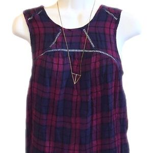 Knox Rose NWOT Purple and Blue Plaid Tank Top